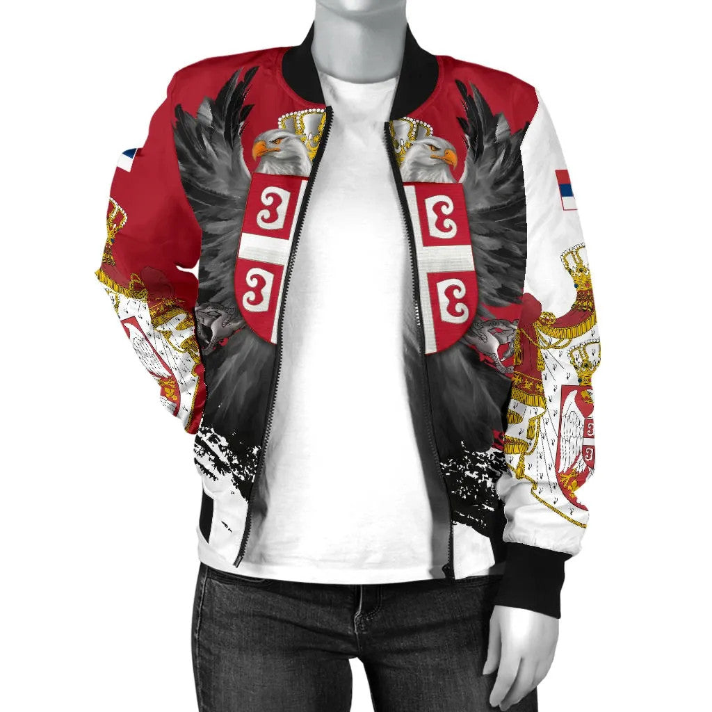 Serbia Women's Bomber Jacket Serbian Eagle Tattoo RLT7 - Wonder Print Shop