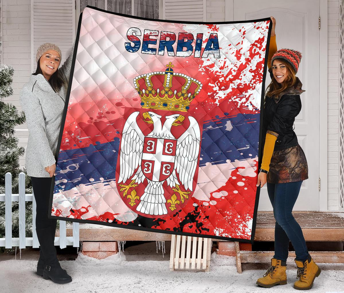 Serbia Premium Quilt Serbia National Flag and Emblem RLT7 - Wonder Print Shop