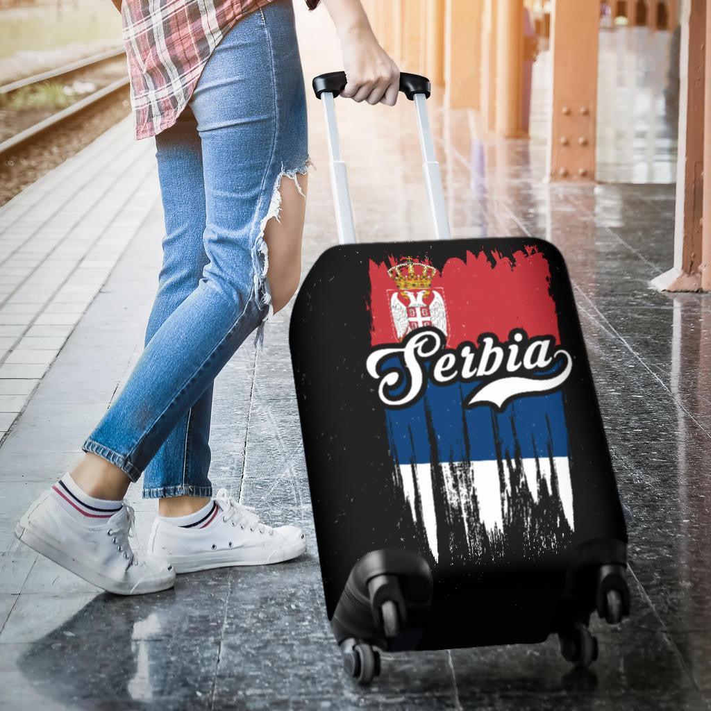 Serbia Grunge Flag Luggage Cover RLT7 - Wonder Print Shop