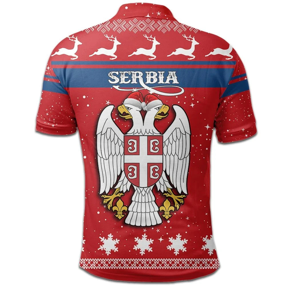 Christmas Serbia Polo Shirt Coat Of Arms RLT7 - Wonder Print Shop