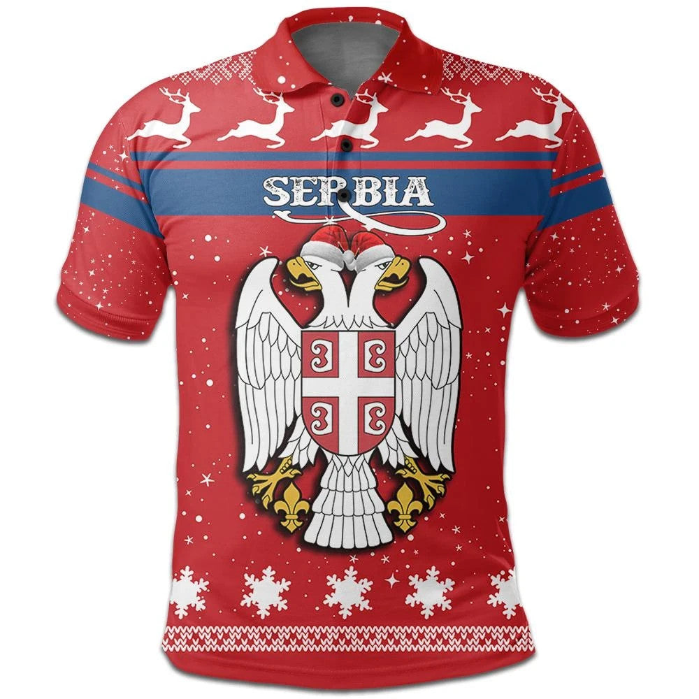 Christmas Serbia Polo Shirt Coat Of Arms RLT7 - Wonder Print Shop