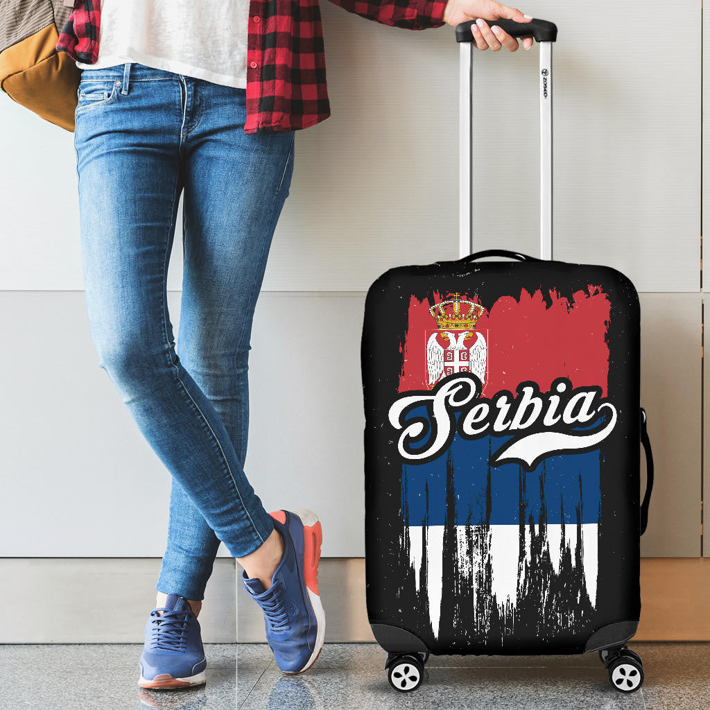 Serbia Grunge Flag Luggage Cover RLT7 - Wonder Print Shop