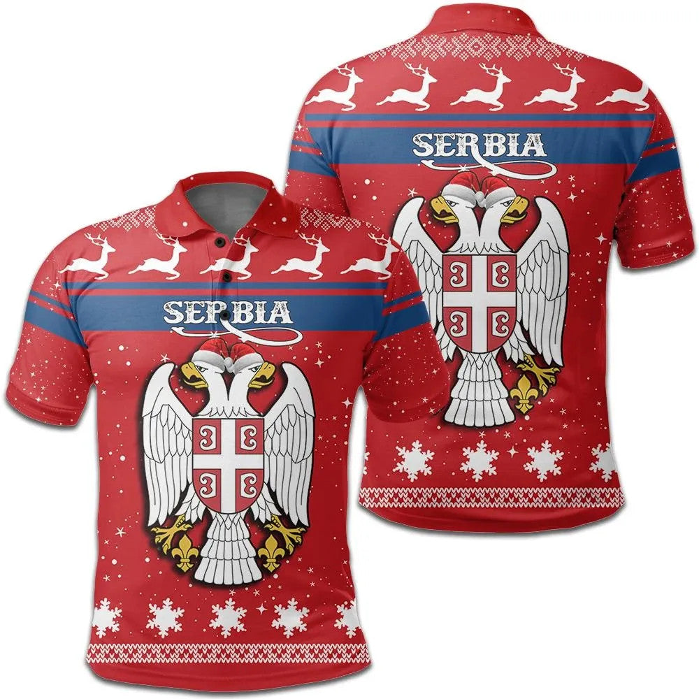 Christmas Serbia Polo Shirt Coat Of Arms RLT7 - Wonder Print Shop