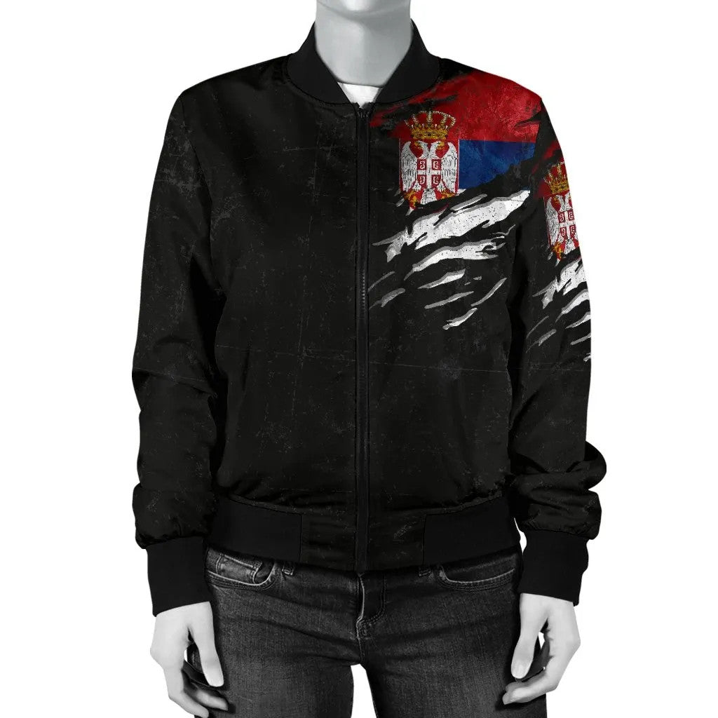 Serbia In Me Women's Bomber Jacket Special Grunge Style RLT7 - Wonder Print Shop