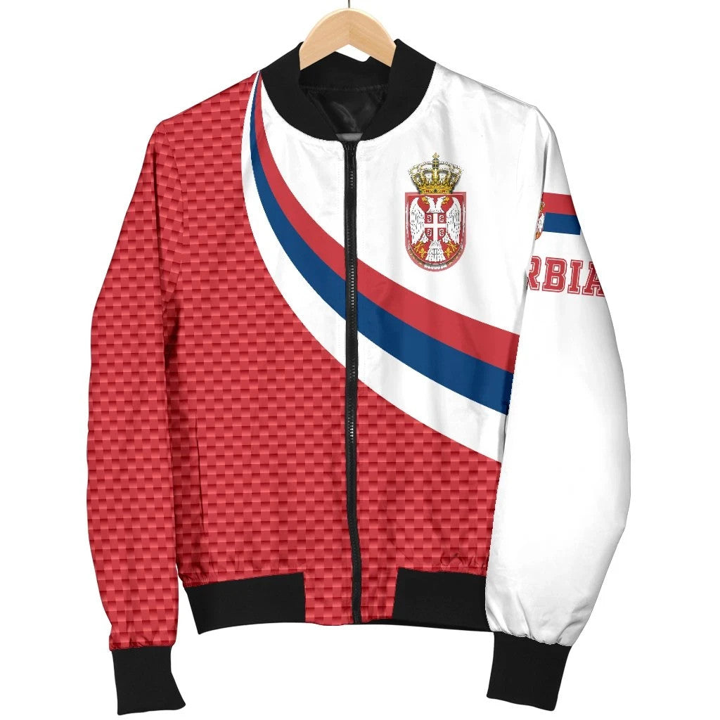 Serbia Men's Bomber Jacket Serbia Flag Red RLT7 - Wonder Print Shop