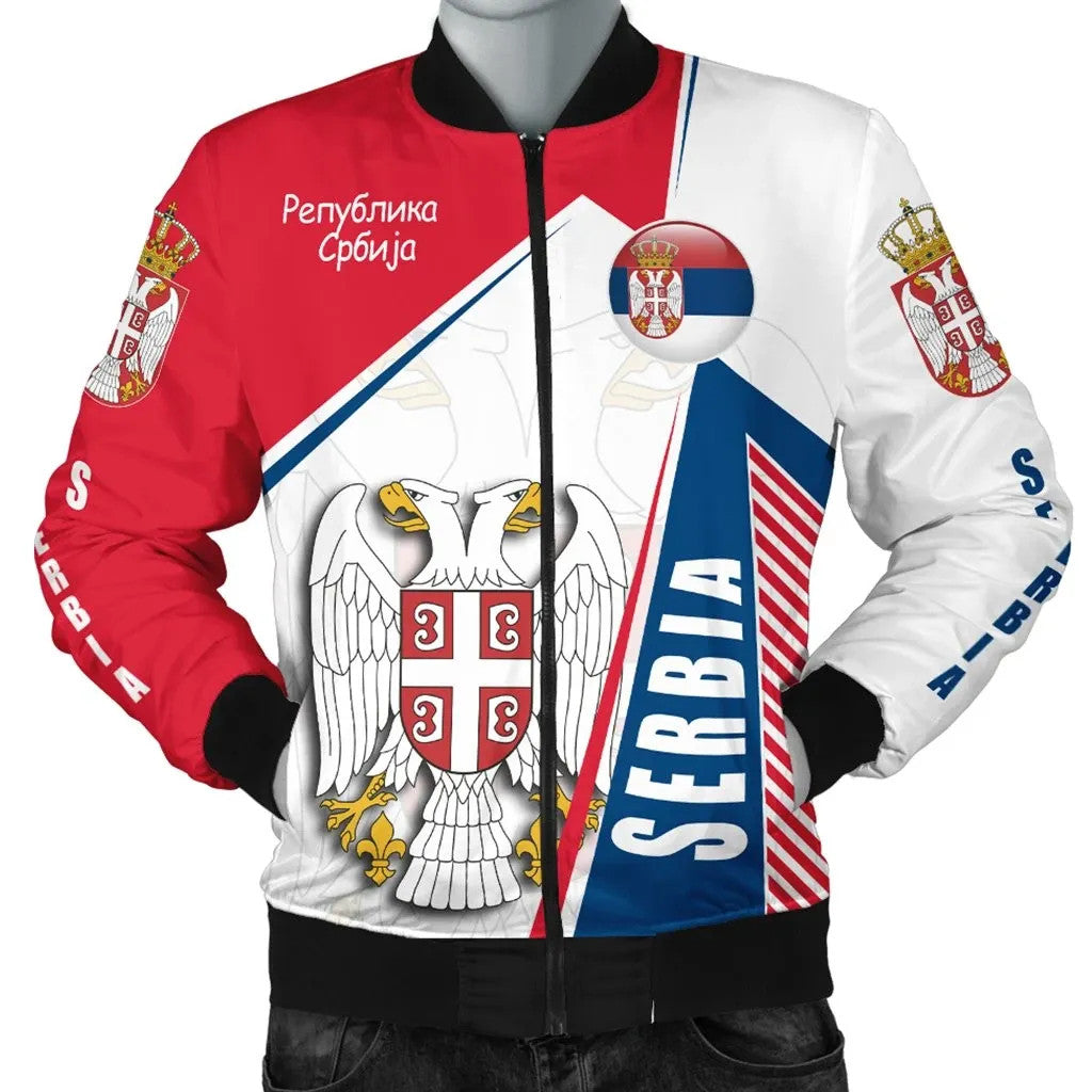 Men's Bomber Jacket Serbia In My Heart RLT7 - Wonder Print Shop