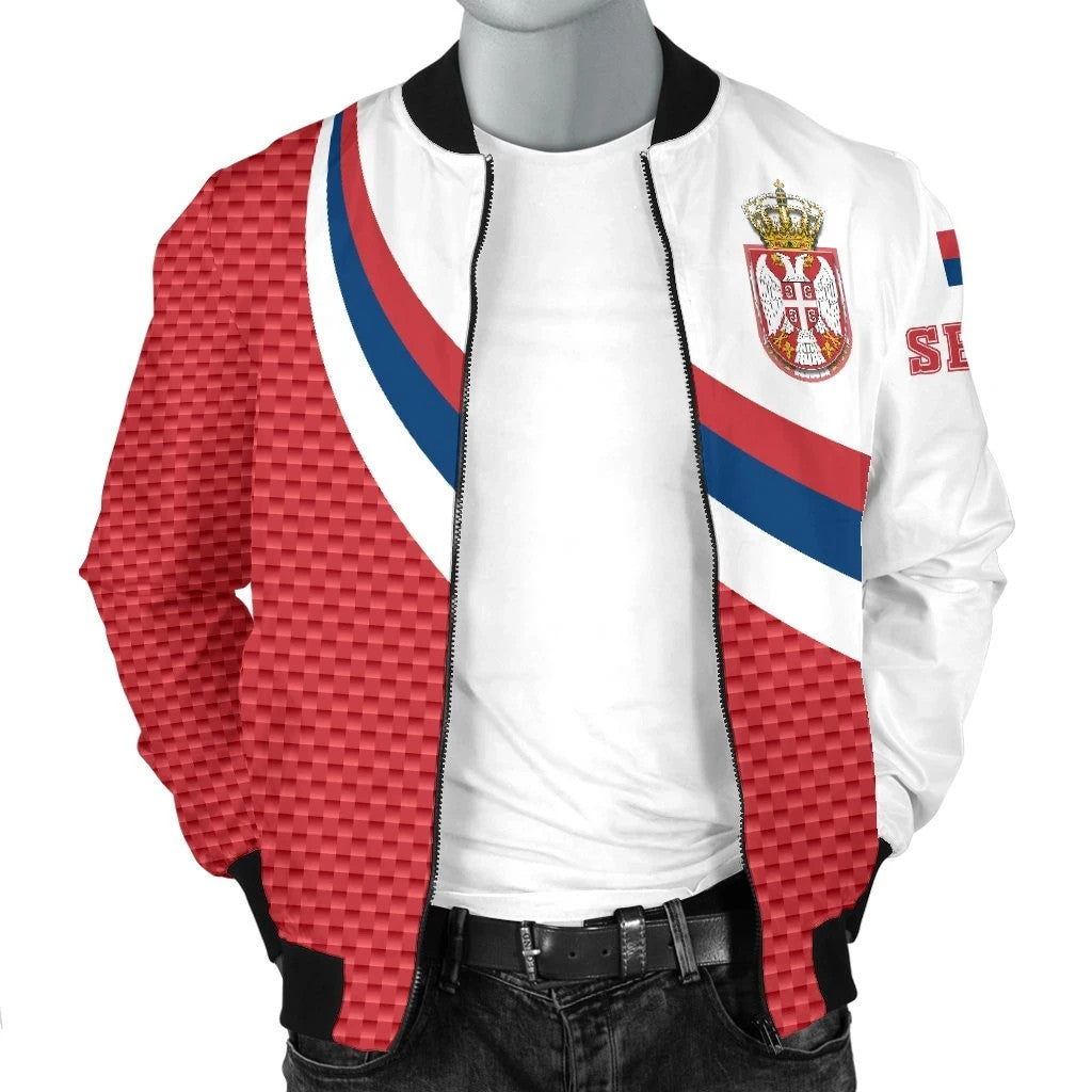 Serbia Men's Bomber Jacket Serbia Flag Red RLT7 - Wonder Print Shop