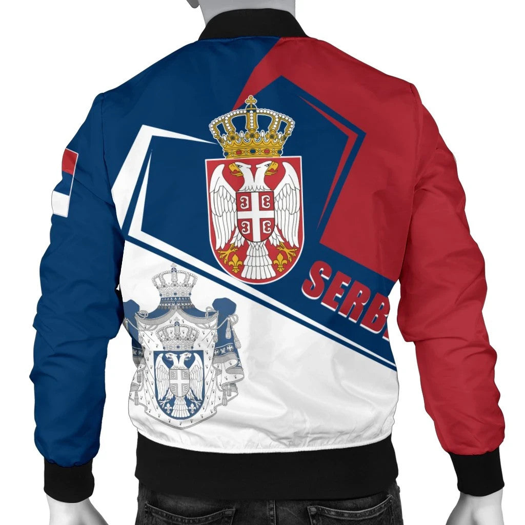 Serbia Men's Bomber Jacket Coat Of Arms Flag Style RLT7 - Wonder Print Shop