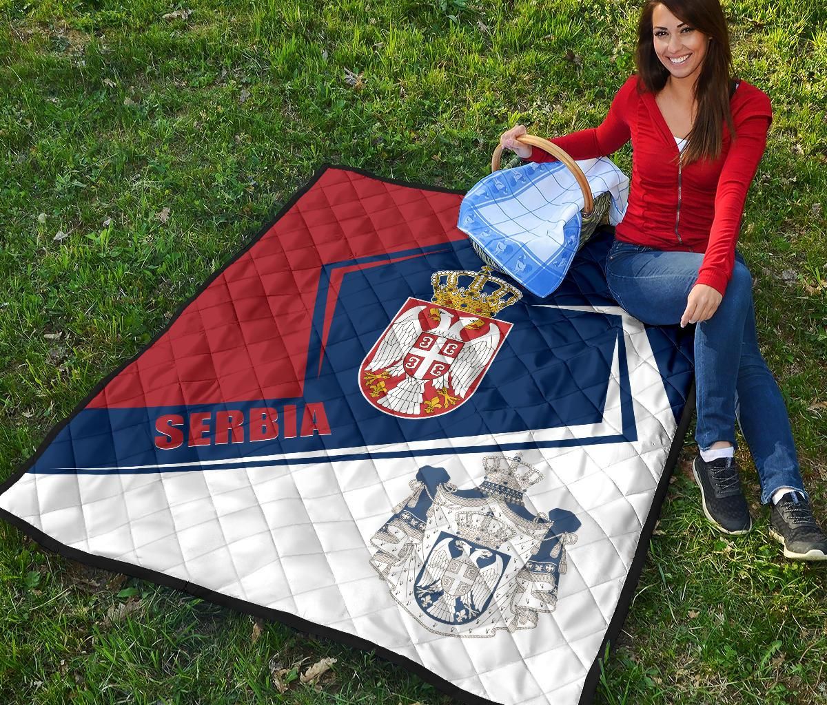 Serbia Premium Quilt Coat Of Arms Flag Style RLT7 - Wonder Print Shop