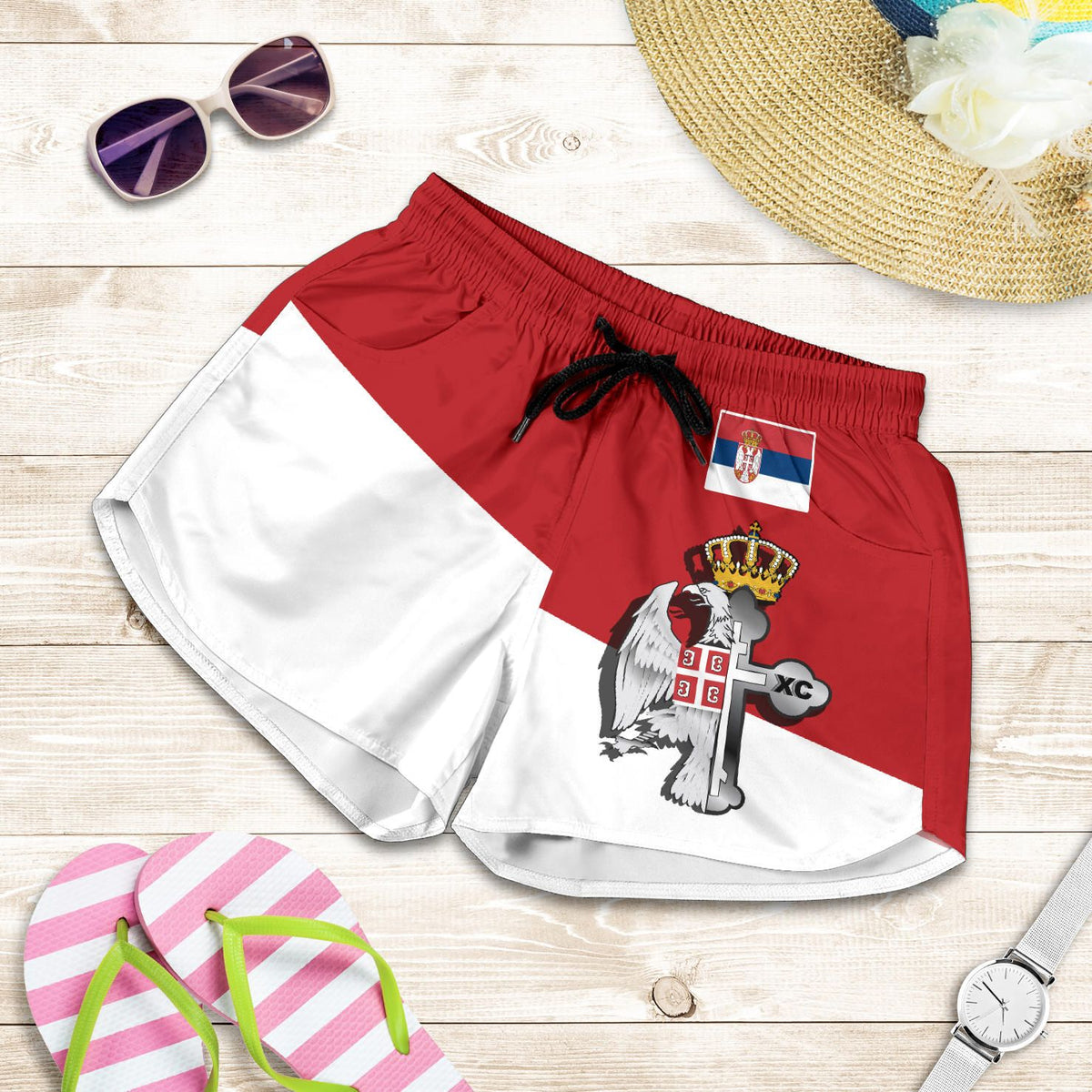 serbia-womens-shorts-serbian-eagle-orthodox-cross