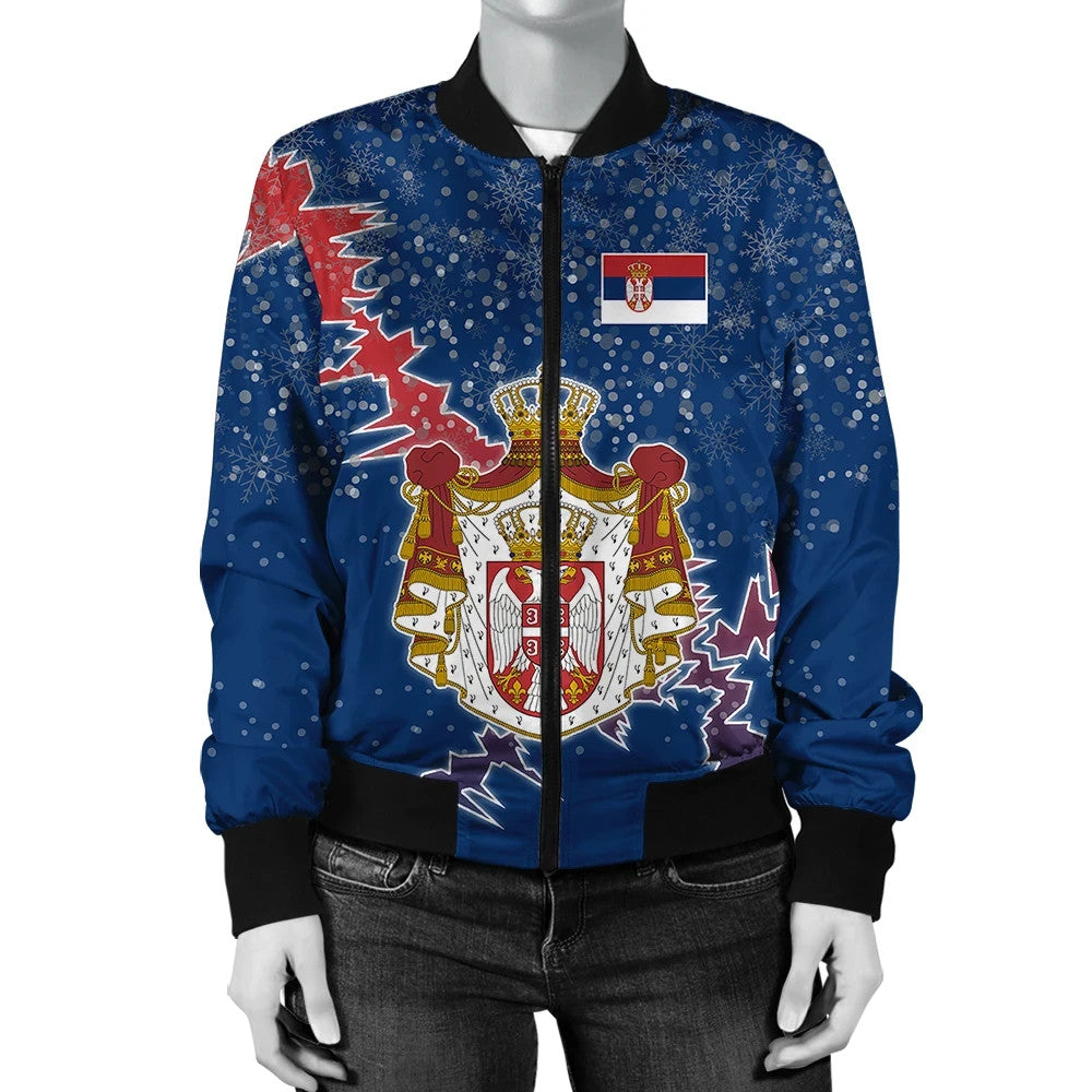 Serbia Christmas Coat Of Arms Women Bomber Jacket X Style RLT7 - Wonder Print Shop