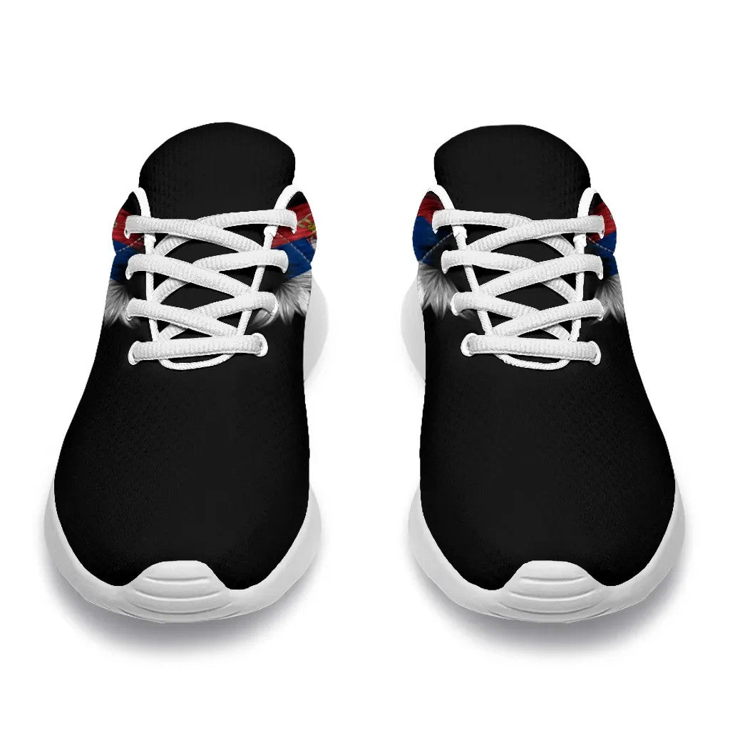 Serbia Sneakers Wings Flag Women's/Men's Black Version RLT7 - Wonder Print Shop