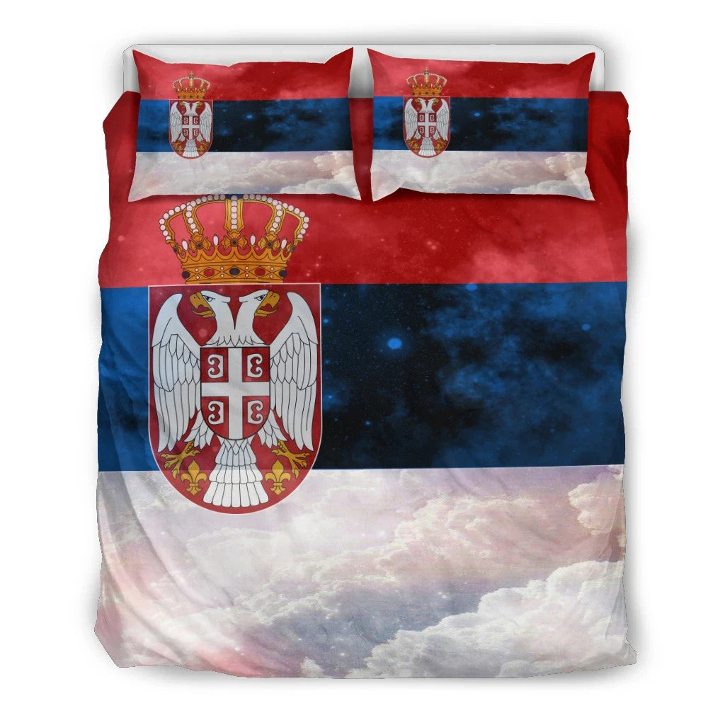 Serbia Bedding Set Galaxy Style Serbia Flag RLT7 - Wonder Print Shop