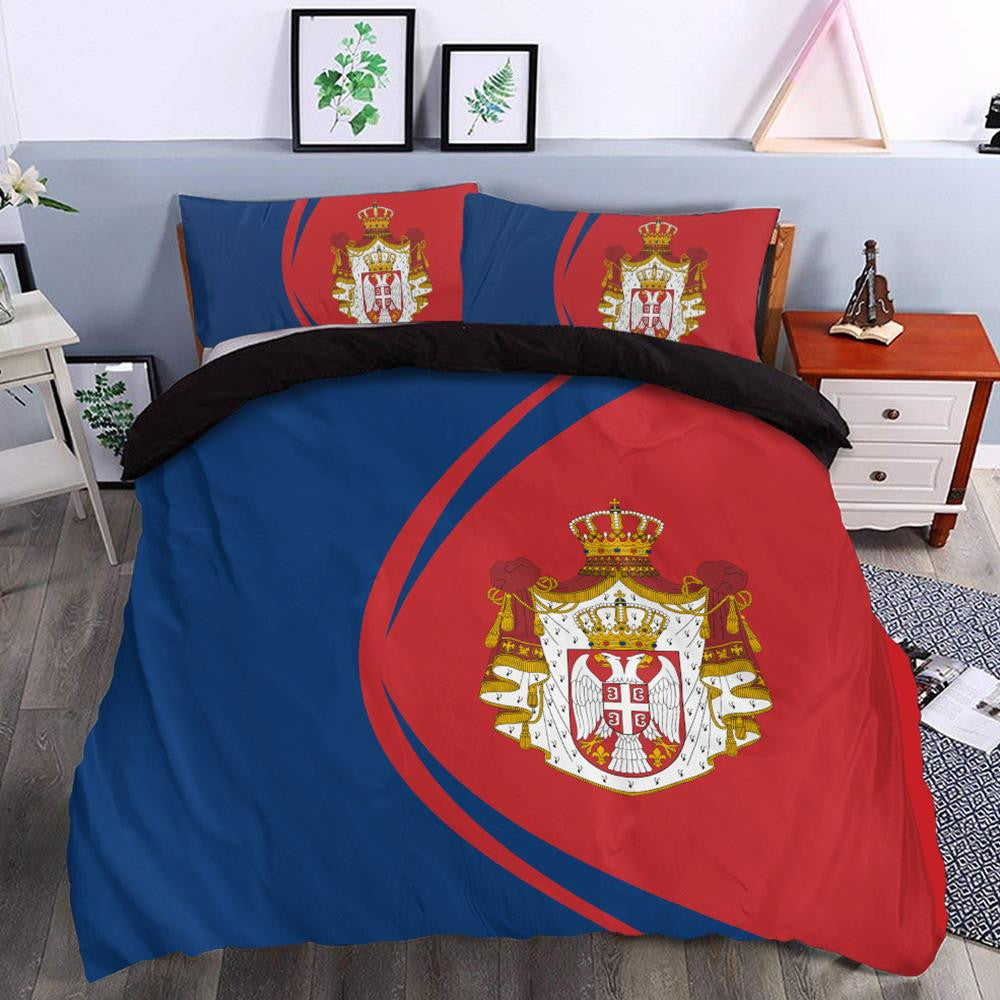 Serbia Flag Coat Of Arms Bedding Set Circle RLT7 - Wonder Print Shop