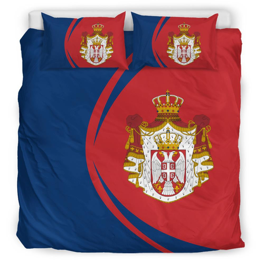 Serbia Flag Coat Of Arms Bedding Set Circle RLT7 - Wonder Print Shop