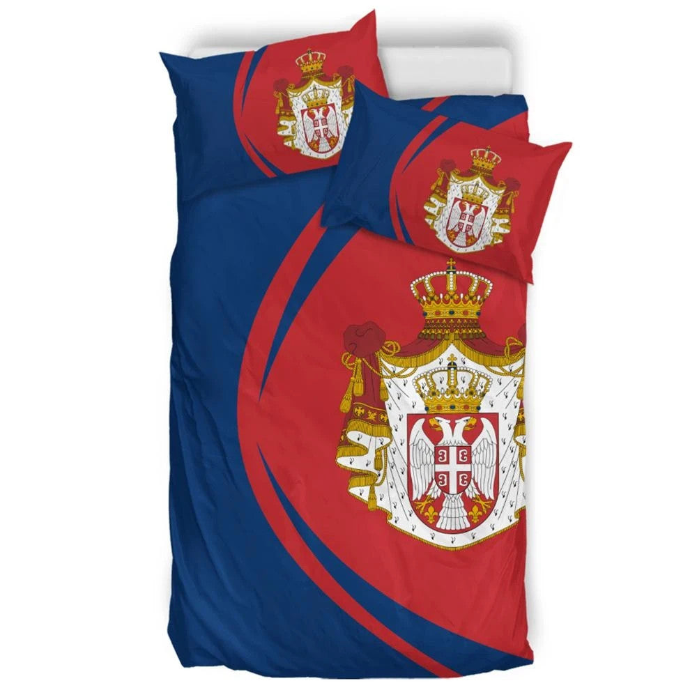 Serbia Flag Coat Of Arms Bedding Set Circle RLT7 - Wonder Print Shop