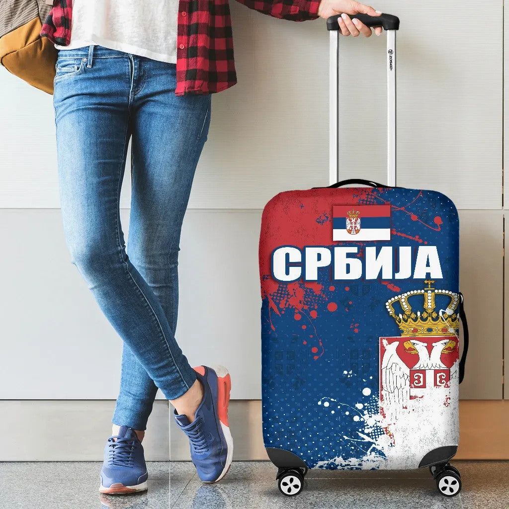 Serbia Luggage Cover The Great Serbia Serbian Language RLT7 - Wonder Print Shop