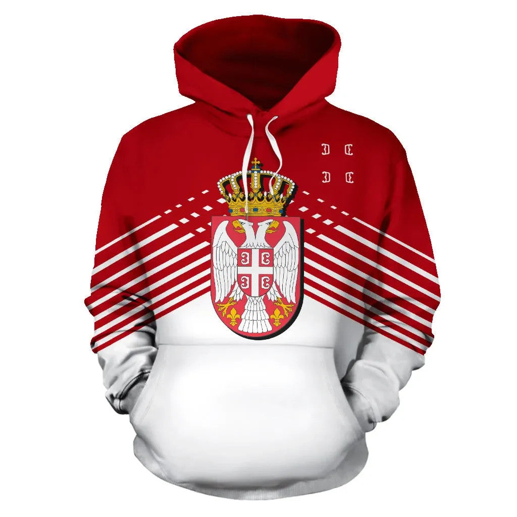 Serbia Sport Flag Hoodie Stripes Style 01 RLT7 - Wonder Print Shop