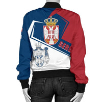 Serbia Women's Bomber Jack Coat Of Arms Flag Style RLT7 - Wonder Print Shop