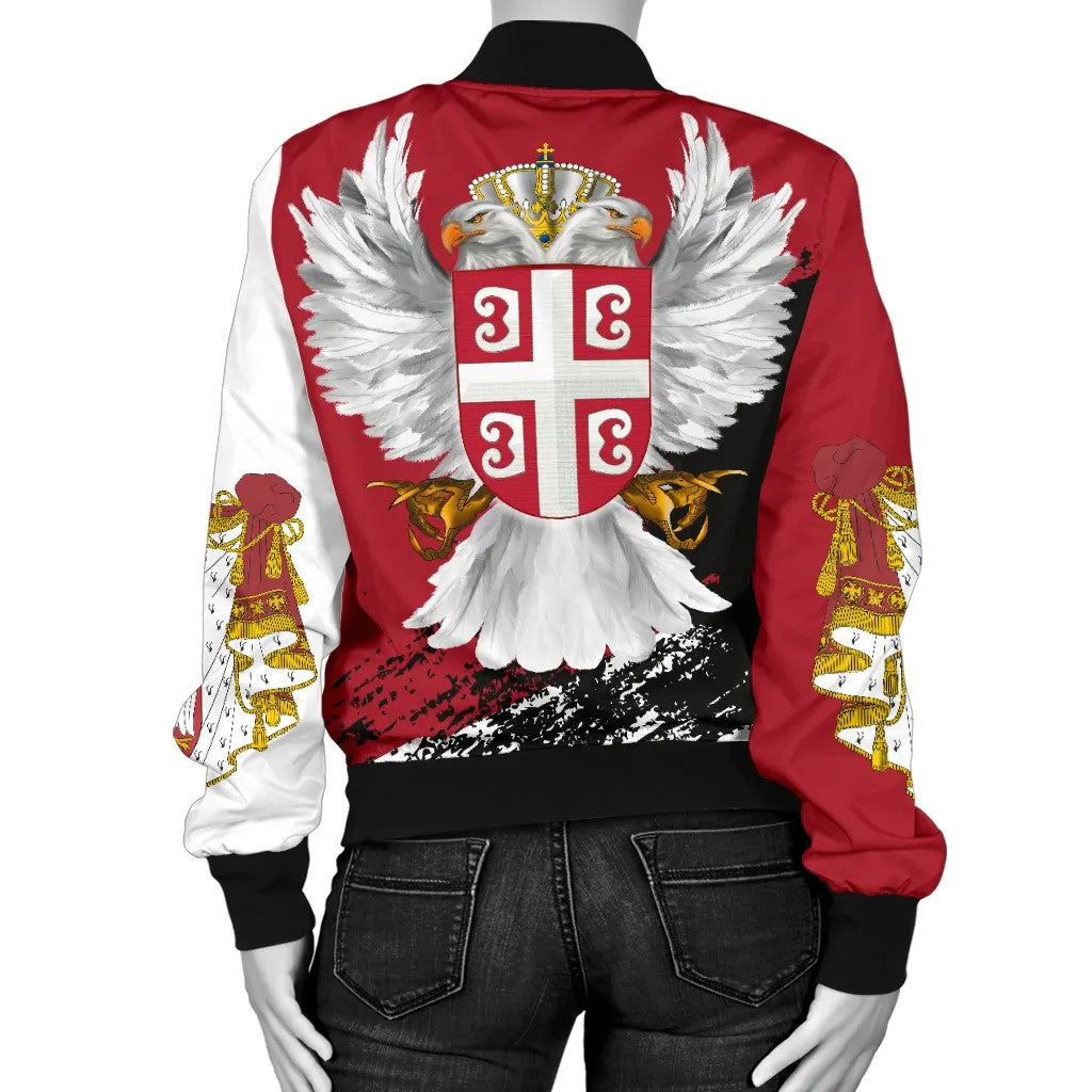Serbia Women's Bomber Jacket Serbian White Eagle RLT7 - Wonder Print Shop