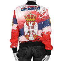 Serbia Women's Bomber Jacket Serbia National Flag and Emblem RLT7 - Wonder Print Shop
