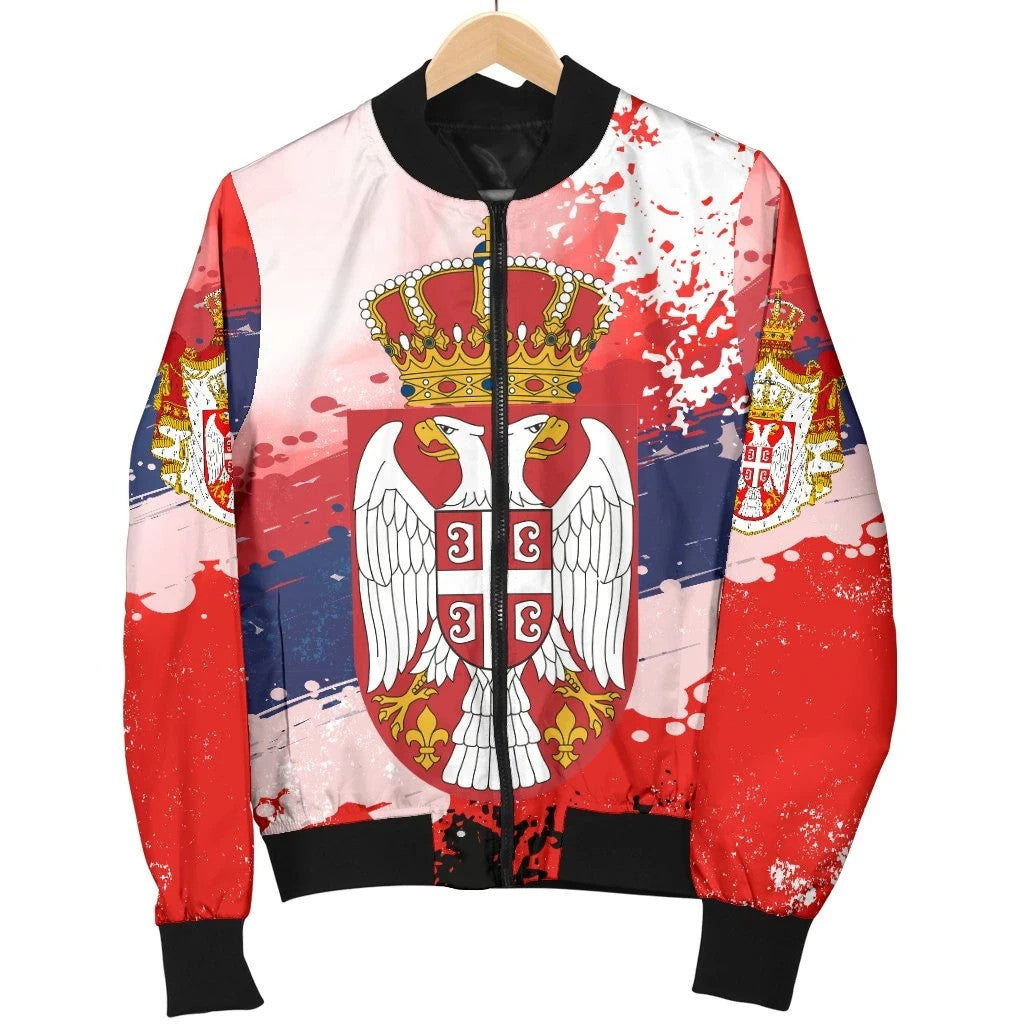 Serbia Women's Bomber Jacket Serbia National Flag and Emblem RLT7 - Wonder Print Shop