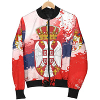 Serbia Women's Bomber Jacket Serbia National Flag and Emblem RLT7 - Wonder Print Shop
