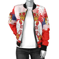 Serbia Women's Bomber Jacket Serbia National Flag and Emblem RLT7 - Wonder Print Shop