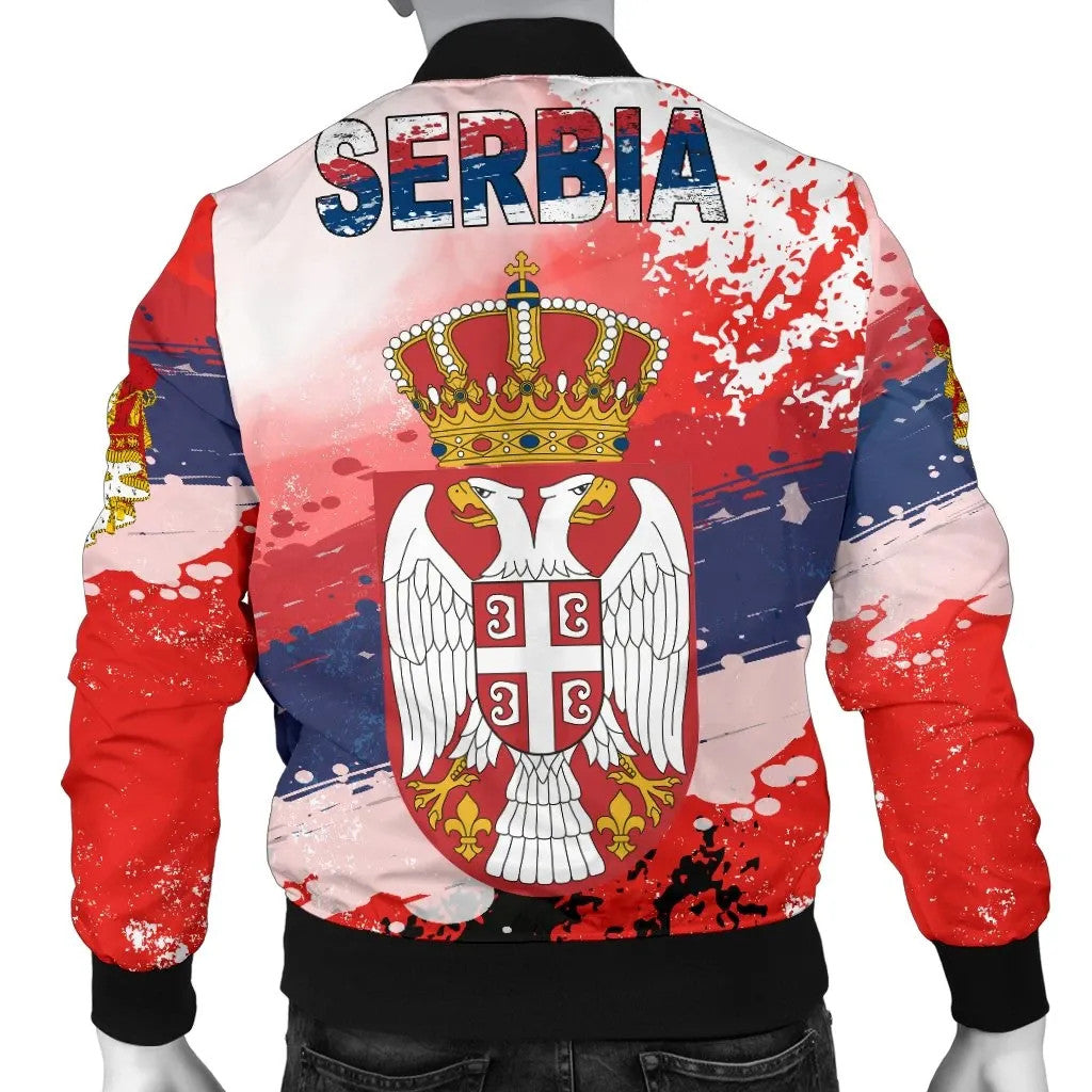 Serbia Men's Bomber Jacket Serbia National Flag and Emblem RLT7 - Wonder Print Shop