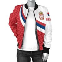 Serbia Women's Bomber Jacket Serbia Flag Red RLT7 - Wonder Print Shop