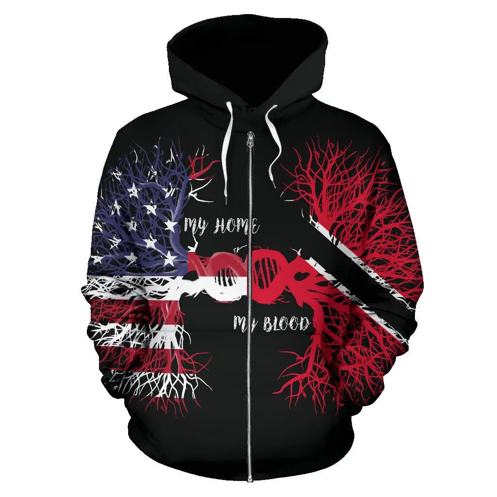 American Grown Trinidad & Tobago Root DNA Zip Hoodie2 RLT6 - Wonder Print Shop