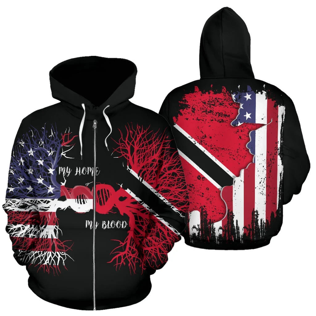 American Grown Trinidad & Tobago Root DNA Zip Hoodie2 RLT6 - Wonder Print Shop