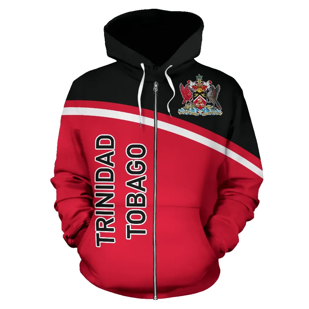 Trinidad Tobago All Over Zip Up Hoodie Curve Version RLT6 - Wonder Print Shop