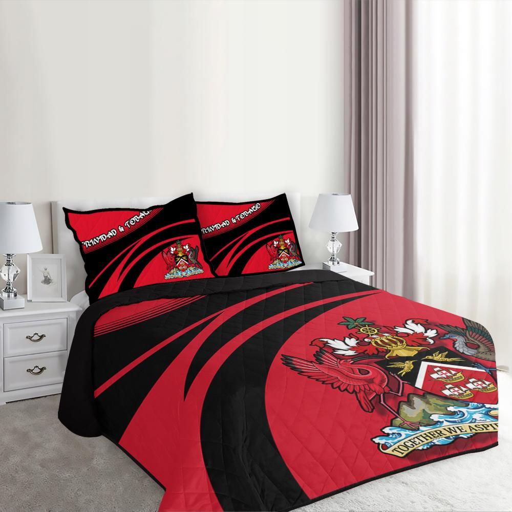 Trinidad and Tobago Coat Of Arms Quilt Bed Set Cricket RLT6 - Wonder Print Shop
