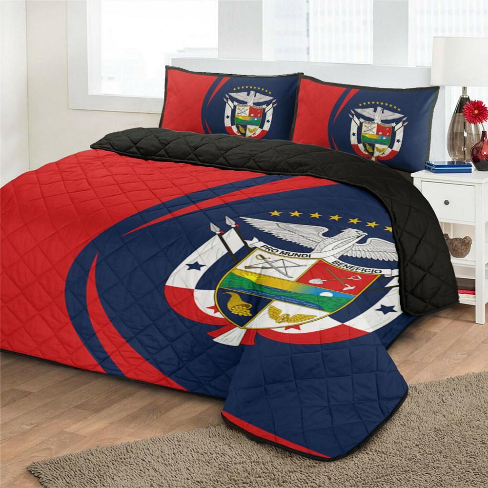 Panama Flag Coat Of Arms Quilt Bed Set Circle RLT13 - Wonder Print Shop