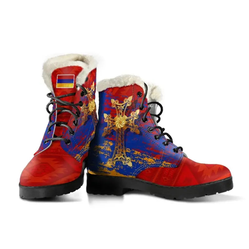 armenia-khachkar-armenian-cross-special-faux-fur-leather-boots