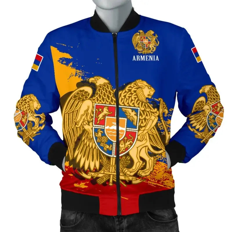 Armenia Mens Bomber Jacket - Armenia Blue RLT8 - Wonder Print Shop