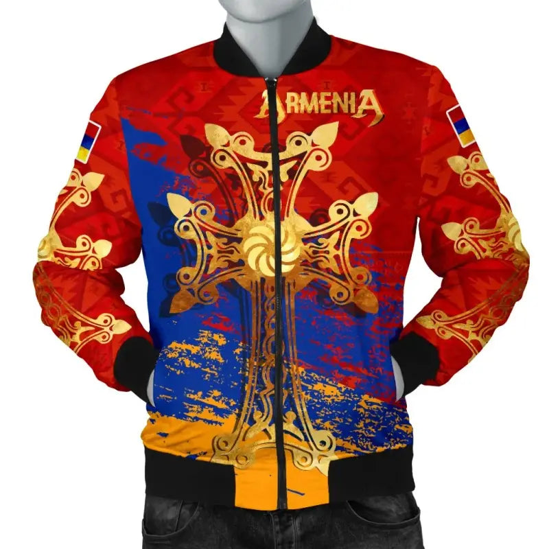 Armenia Khachkar, Armenian Cross Special Mens Bomber Jacket RLT8 - Wonder Print Shop