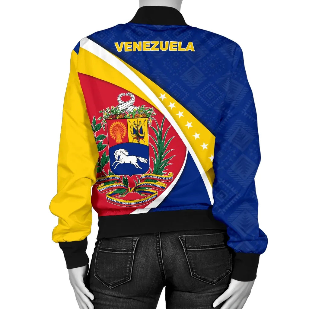 Venezuela Bomber Jacket, Venezuela Coat Of Arms Pattern Women RLT7 - Wonder Print Shop