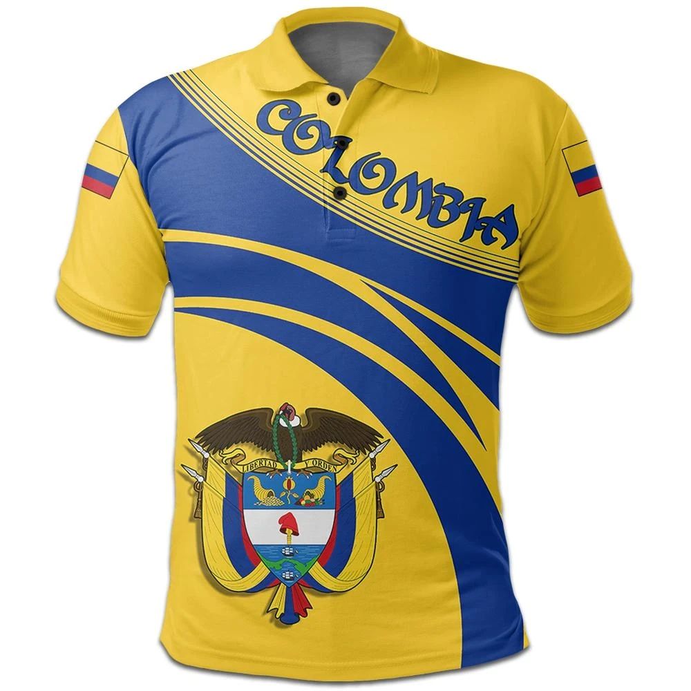 Colombia Polo Shirt Coat Of Arms Cricket Style RLT7 - Wonder Print Shop