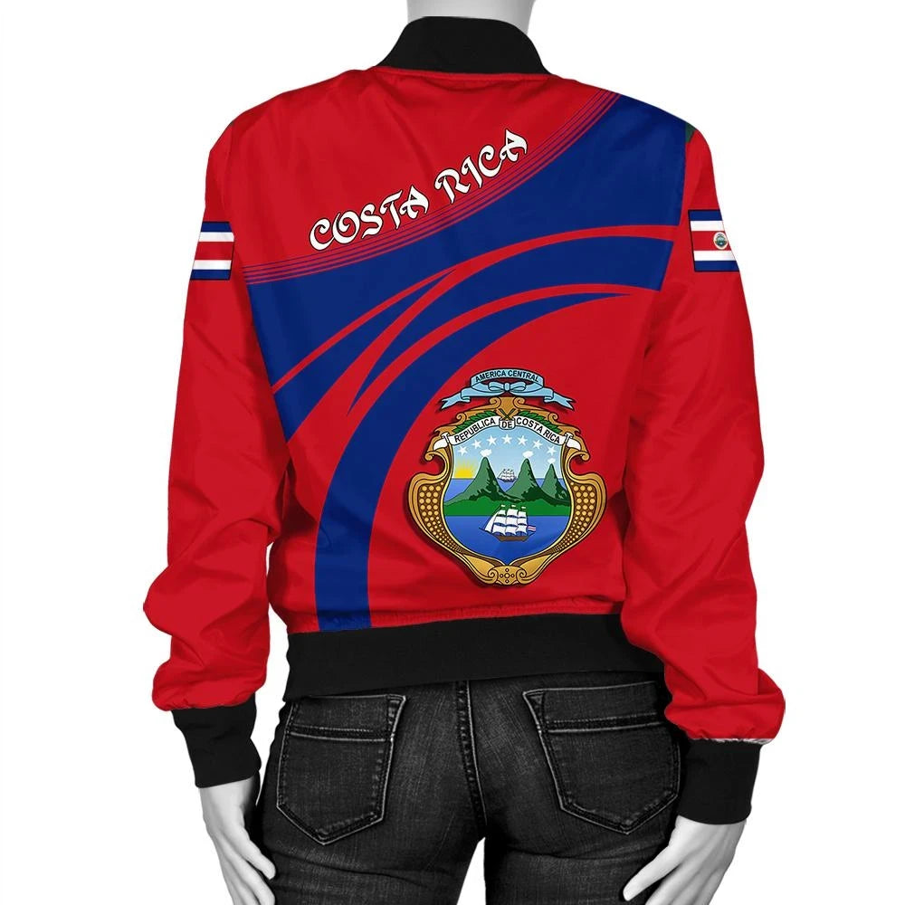 Costa Rica Coat Of Arms  Women Bomber Jacket Sticket RLT13 - Wonder Print Shop