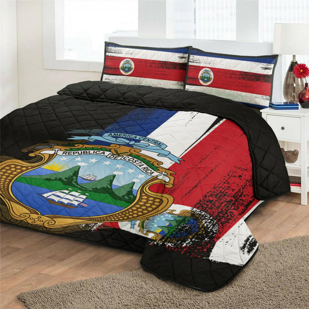 Costa Rica Flag Quilt Bed Set Flag Style RLT13 - Wonder Print Shop