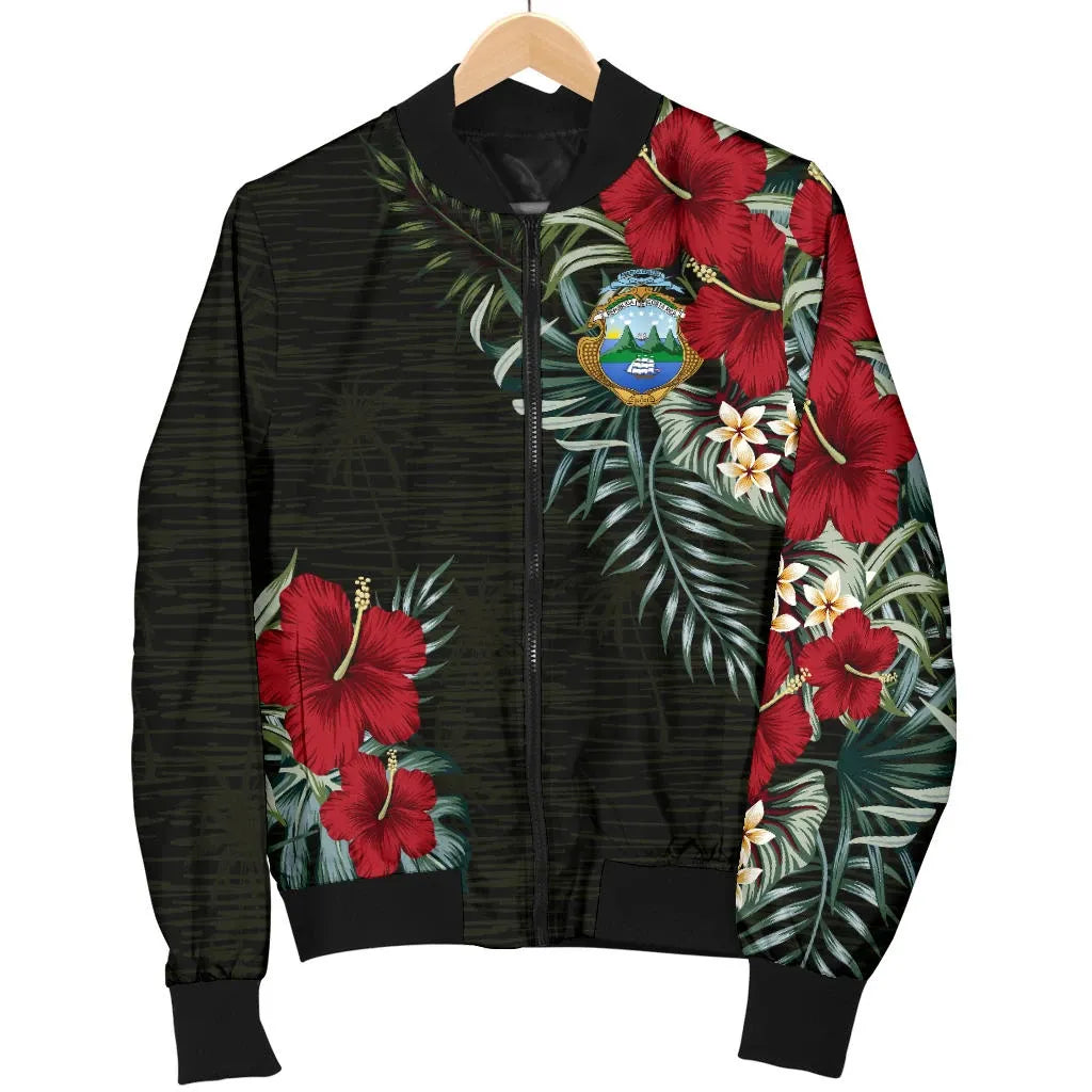 Costa Rica Hibiscus Women's Bomber Jacket RLT13 - Wonder Print Shop