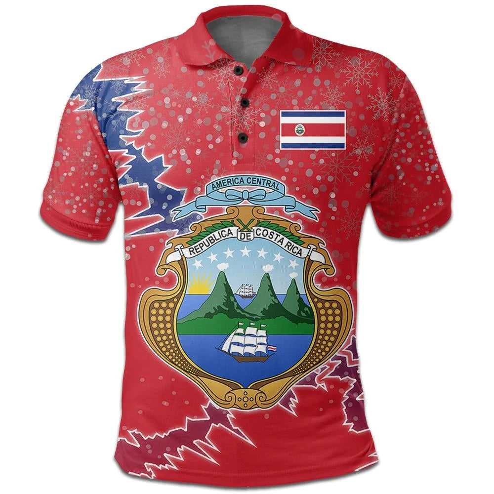 Costa Rica Polo Shirt Christmas Coat Of Arms X Style RLT13 - Wonder Print Shop