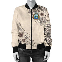 Costa Rica Women's Bomber Jacket The Beige Hibiscus RLT13 - Wonder Print Shop