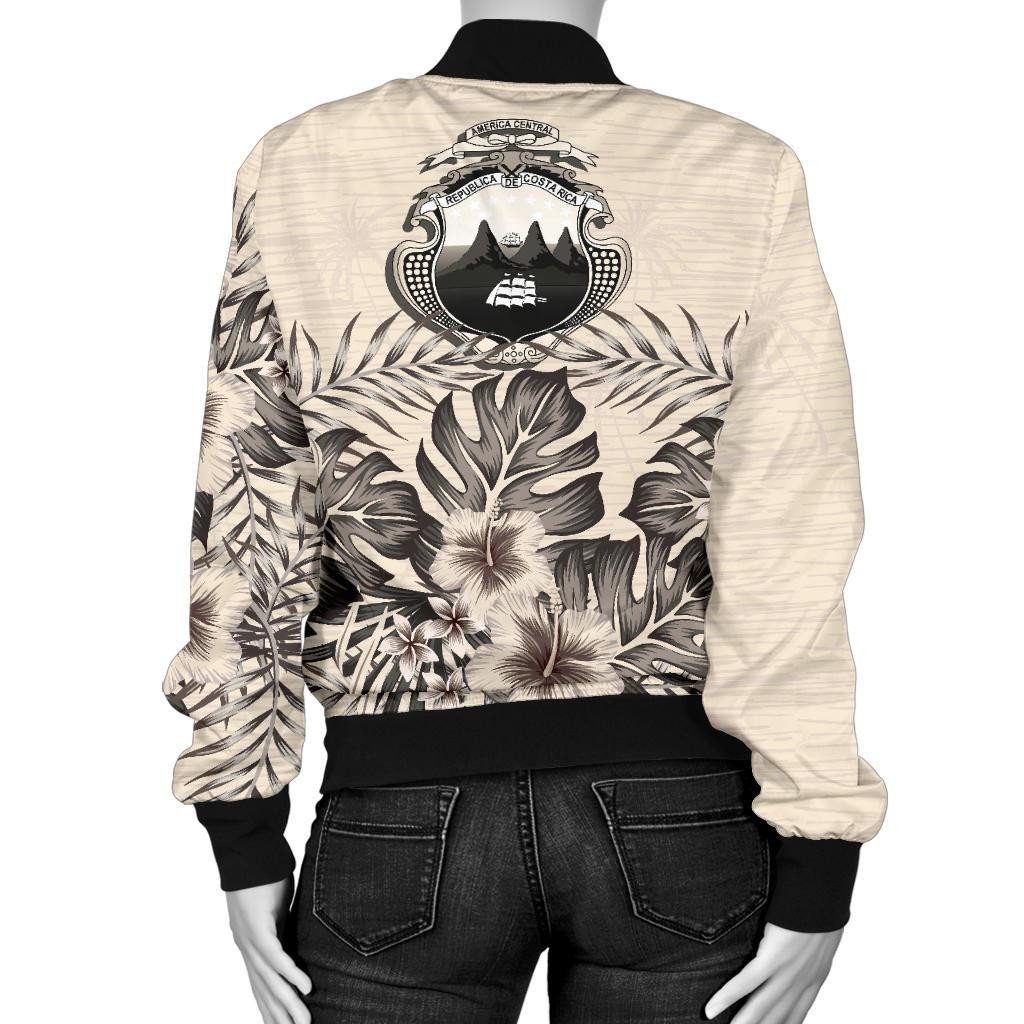 Costa Rica Women's Bomber Jacket The Beige Hibiscus RLT13 - Wonder Print Shop
