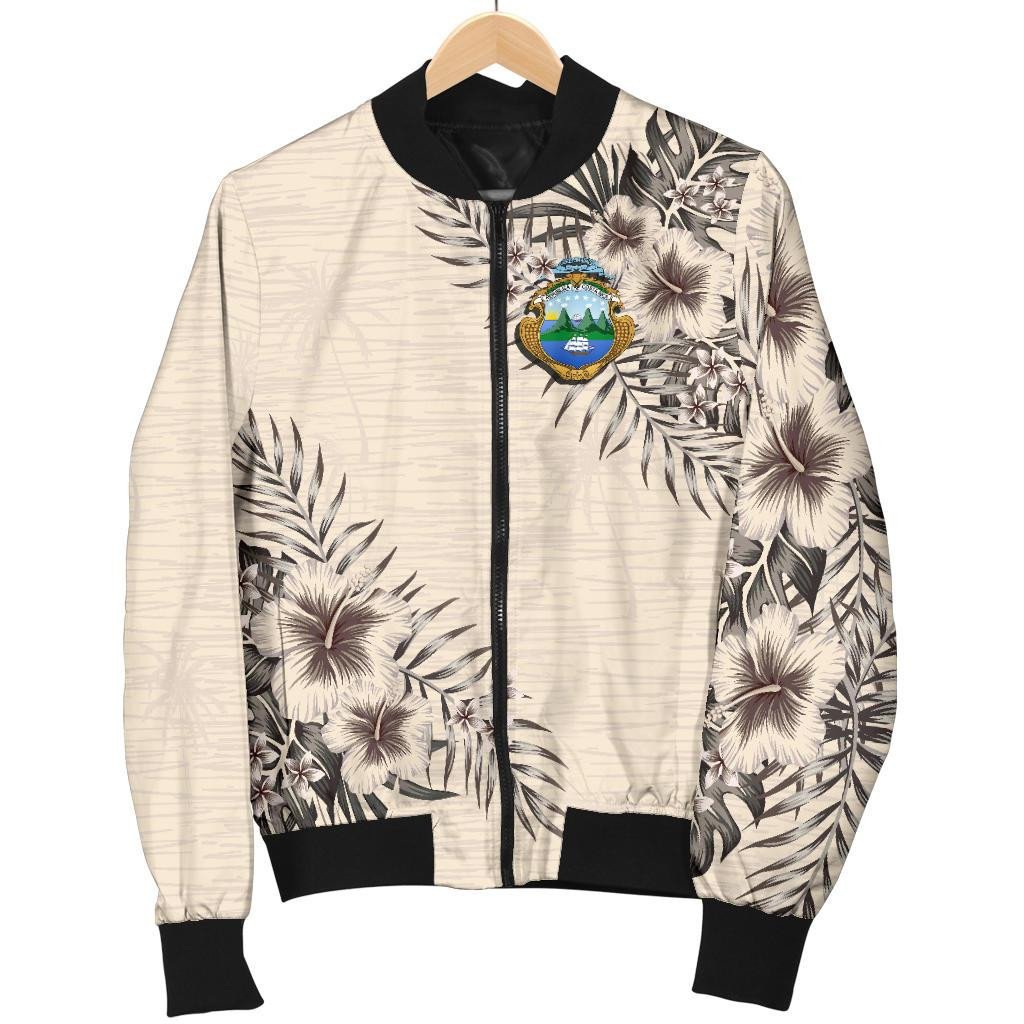Costa Rica Women's Bomber Jacket The Beige Hibiscus RLT13 - Wonder Print Shop