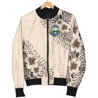 Costa Rica Women's Bomber Jacket The Beige Hibiscus RLT13 - Wonder Print Shop