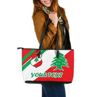 Lebanon Personalised Large Leather Tote Bag - Lebanon Flag Polygon Style24 RLT6 - Wonder Print Shop