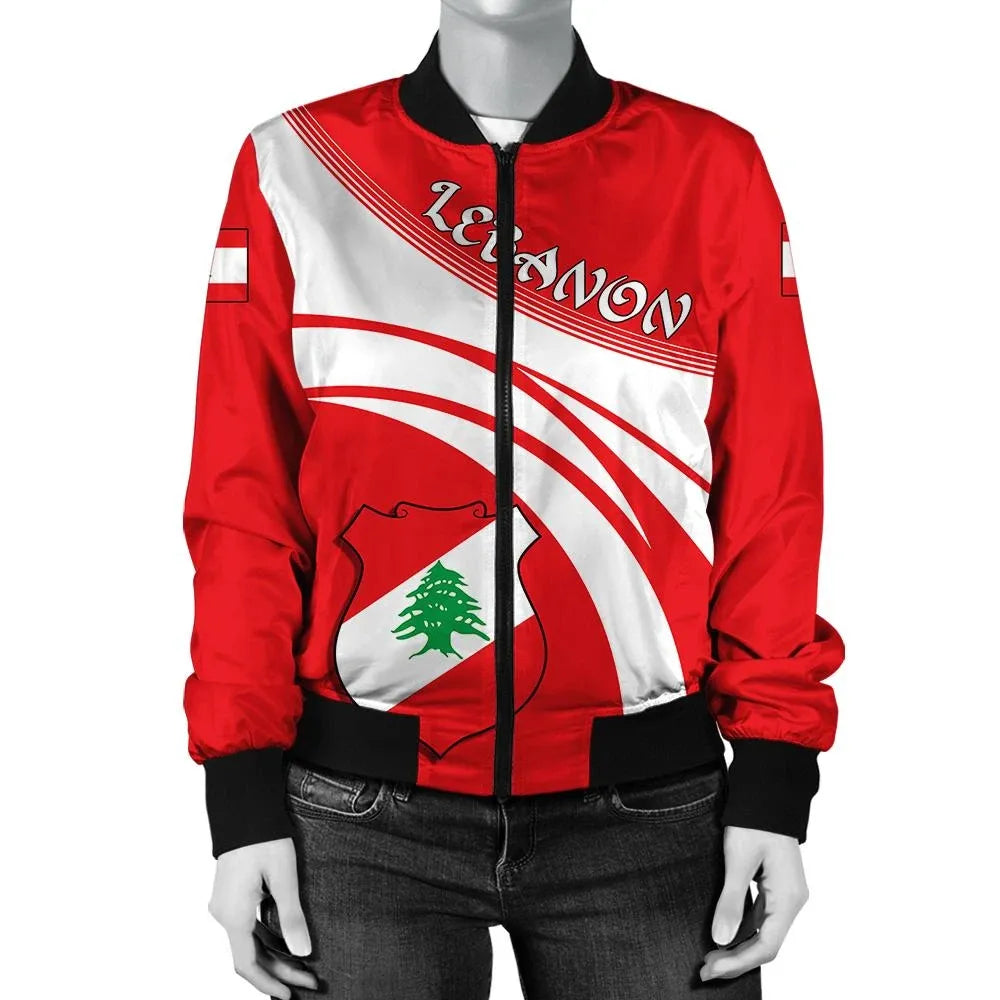 Lebanon Coat Of Arms Women Bomber Jacket Cricket RLT6 - Wonder Print Shop